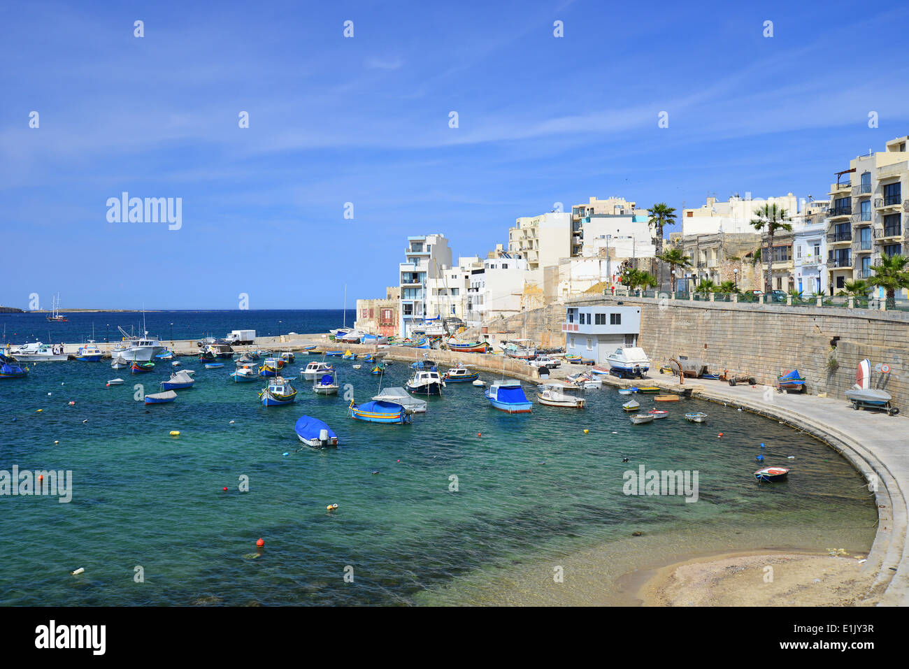 Vue sur le port, Ghan Rasul, Saint Paul's Bay (San Pawl), District Nord, Malte Majjistral Région, République de Malte Banque D'Images