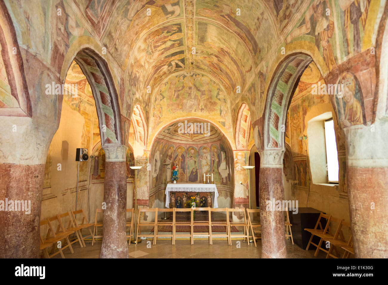 Fresque de la danse macabre, Hrastovlje, la Slovénie. Banque D'Images