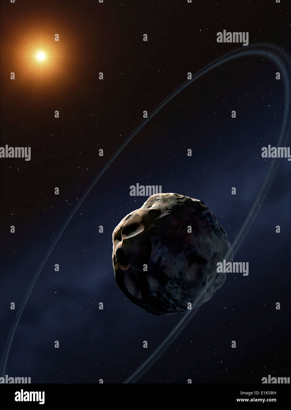 Chariklo découvert en 1997 est un astéroïde de la Centaur variété présentant les caractéristiques des deux astéroïdes et comètes c'est Banque D'Images
