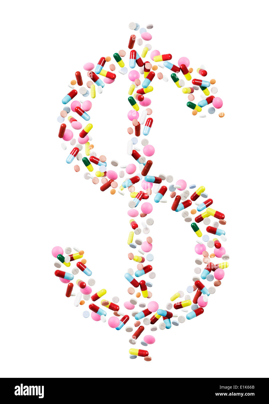 Symbole du dollar fait à partir de pilules. Banque D'Images