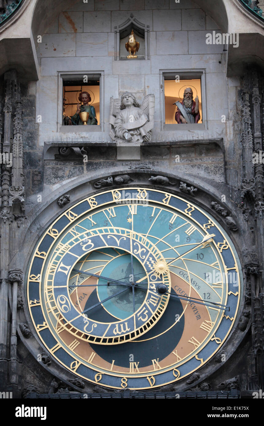 Ancien hôtel de ville de Prague horloge astronomique. 16e siècle. Banque D'Images