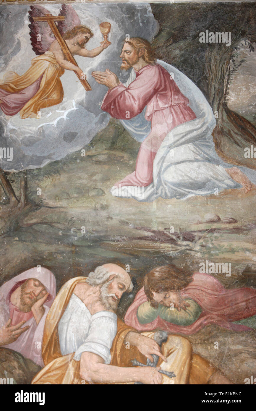L'église de San Jerónimo. Jésus priant dans le jardin de Gethsémané sur le Mont des Oliviers Banque D'Images