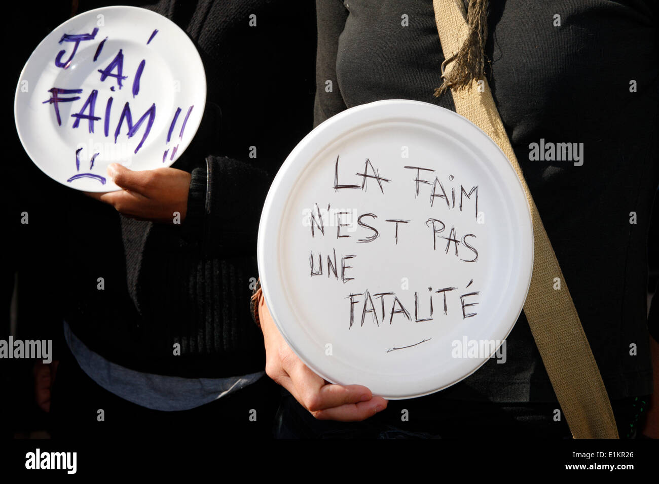 Manifestation contre la faim dans le monde avec l'ONG française CCFD. Banque D'Images