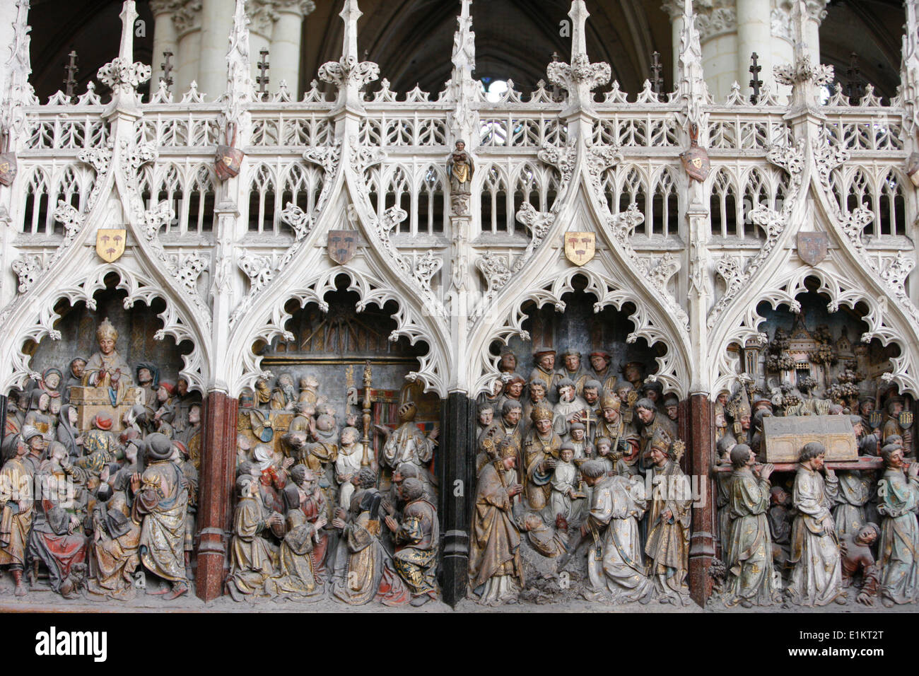 Vie de Saint Firmin représenté dans la cathédrale d'Amiens chancel Banque D'Images