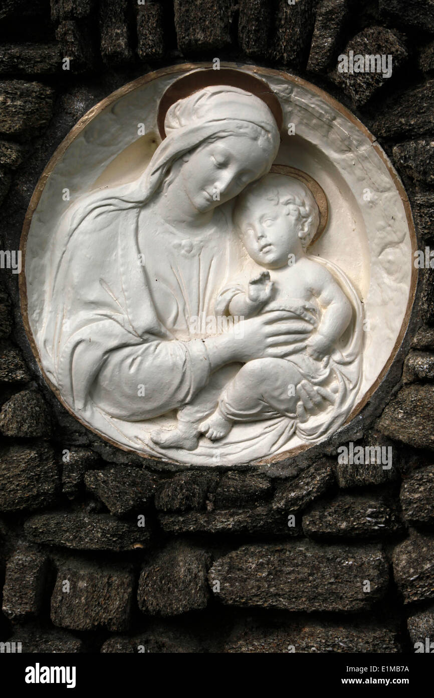 Statue de la Vierge et enfant en mission Nombre de Dios Banque D'Images