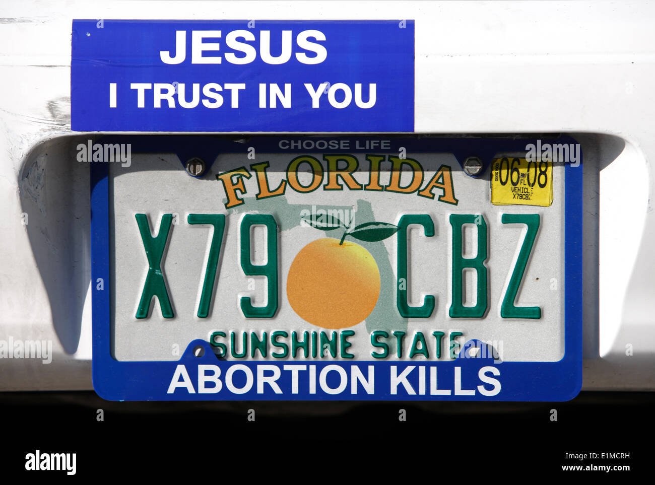 Christian Numéro de voiture plaque et autocollant Banque D'Images