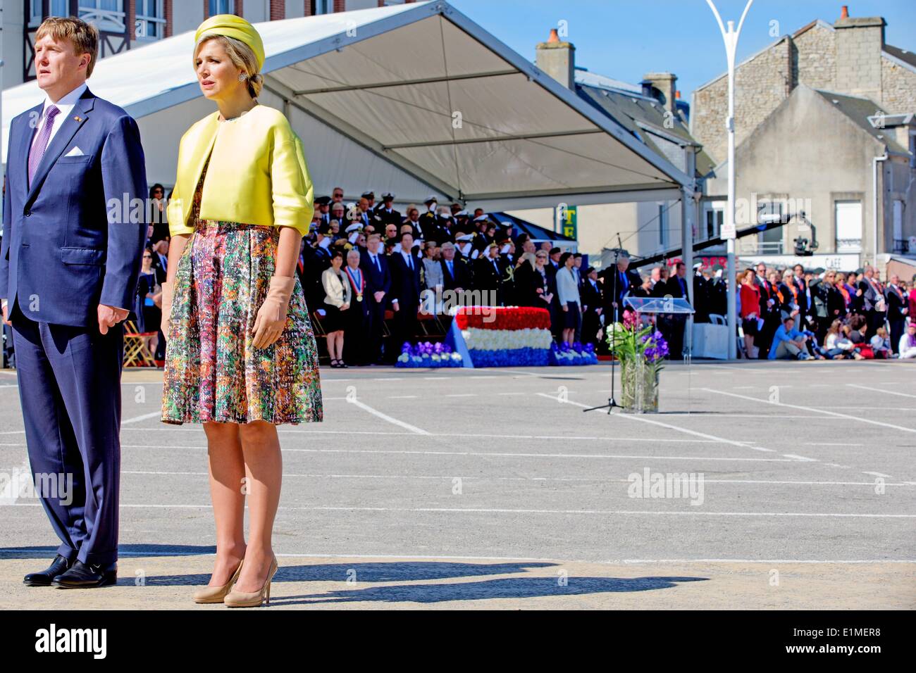 Arromanches, France. 06 Juin, 2014. Roi néerlandais Willem-Alexander et Maxima La Reine assister à la commémoration du Jour J pour marquer le 70e anniversaire du débarquement allié sur D-Day, à Arromanches, France, 06 juin 2014. Plus de 75 000 Canadiens et Britanniques d'autres troupes du Commonwealth ont débarqué sur les plages de Normandie le 06 juin 1944 aux côtés des Etats-Unis et de la France Libre, dans une invasion de plus de 130 000. Dpa : Crédit photo alliance/Alamy Live News Banque D'Images