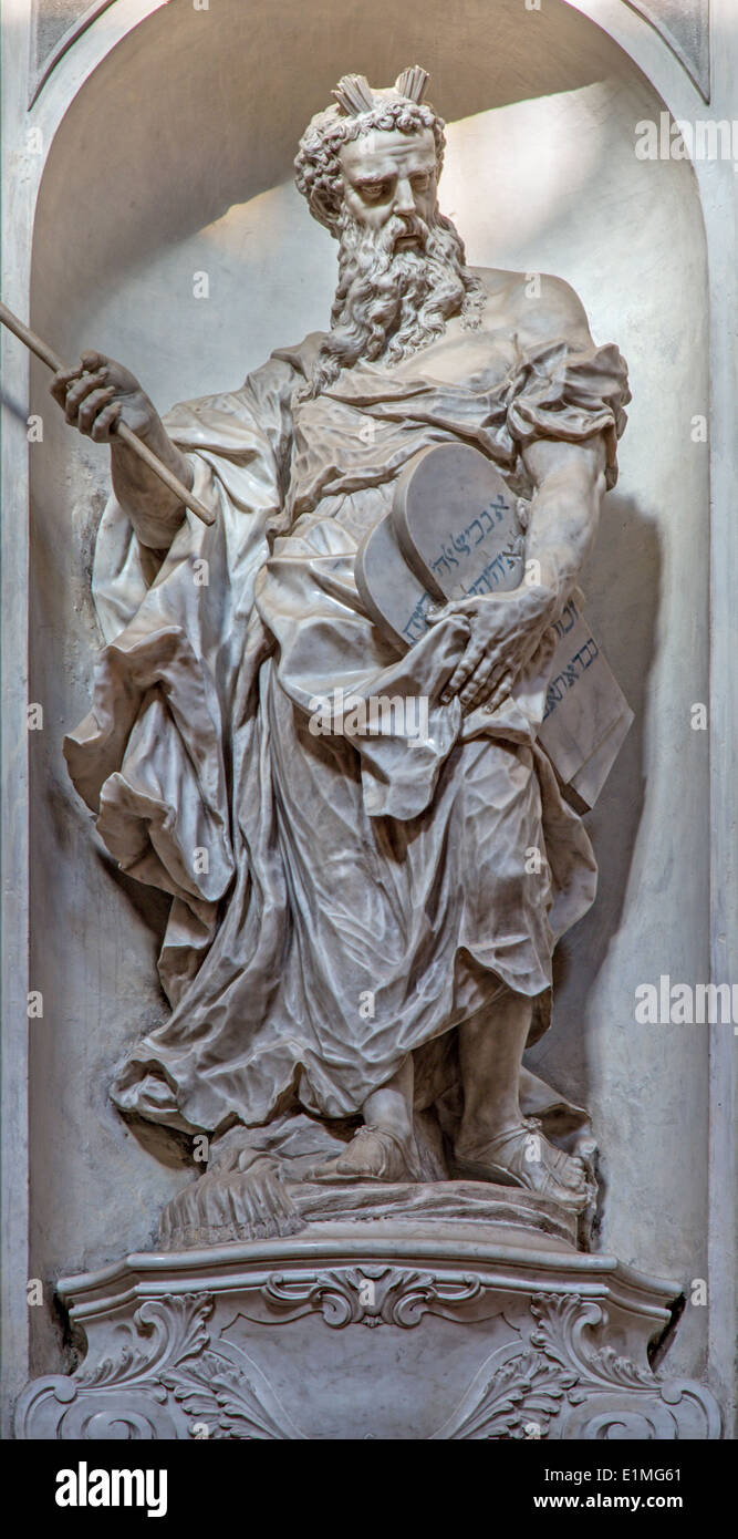 Venise - Statue de Moïse (1738 - 1755) de l'église Santa Maria del Rosario (Chiesa dei Gesuati) par Giovani Maria Morlaiter Banque D'Images