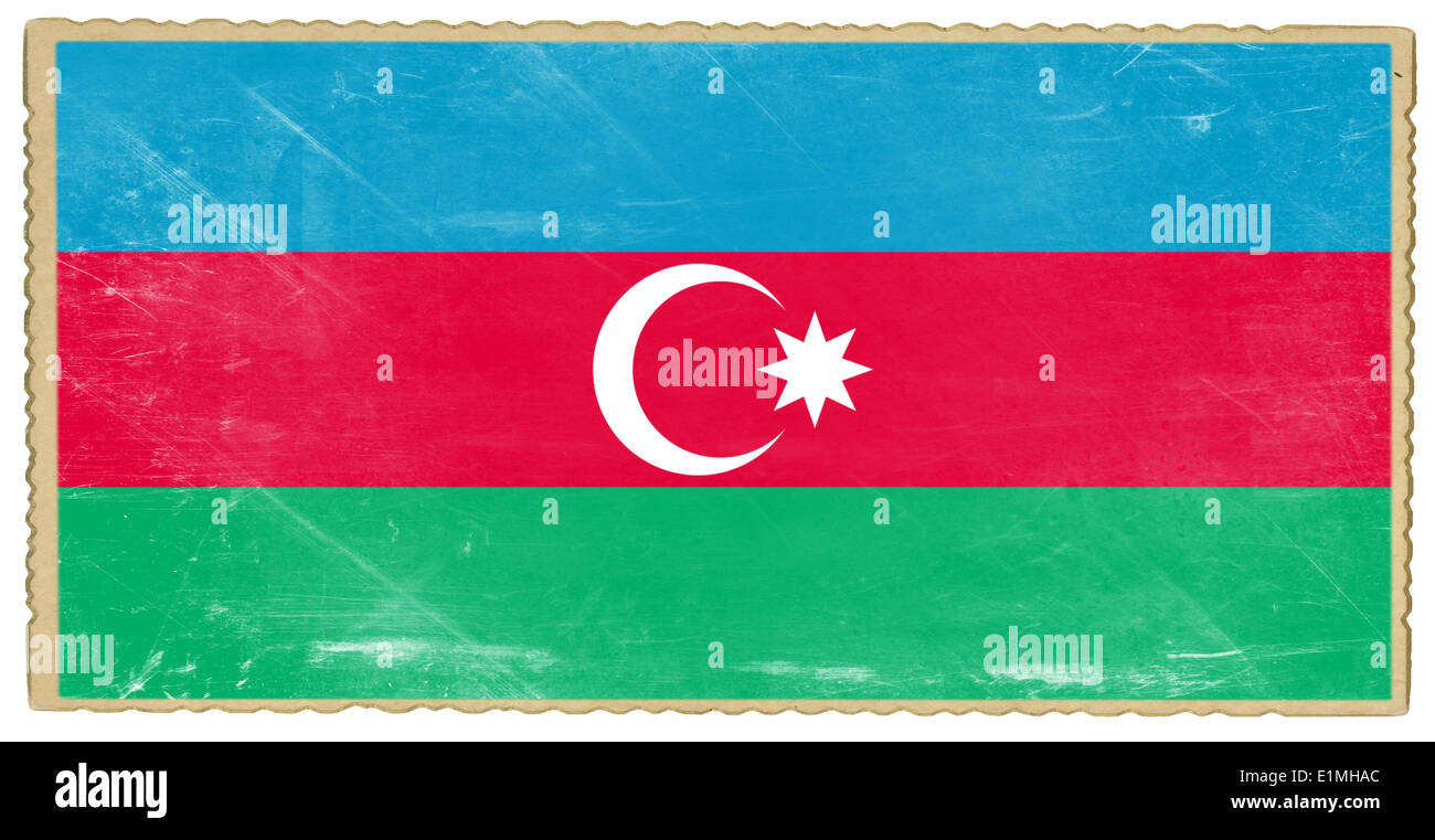 Carte postale ancienne avec le drapeau de l'Azerbaïdjan Banque D'Images