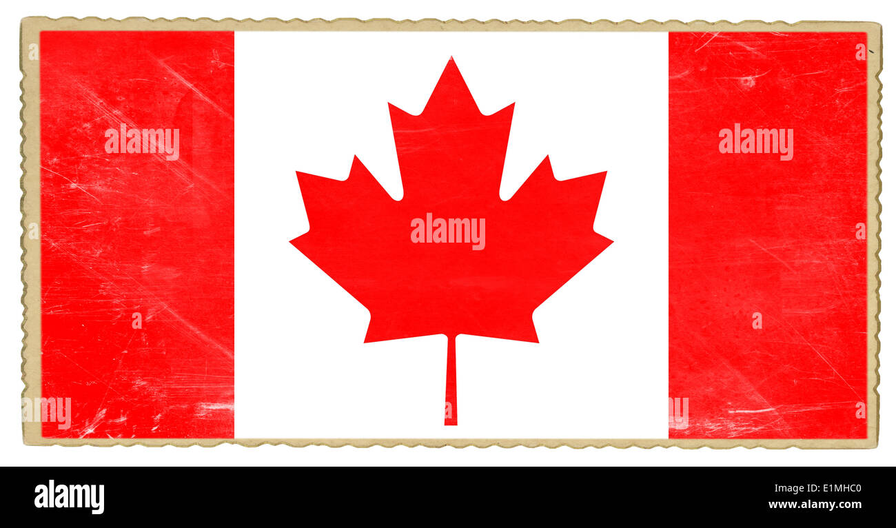 Carte postale ancienne avec le drapeau du Canada Banque D'Images