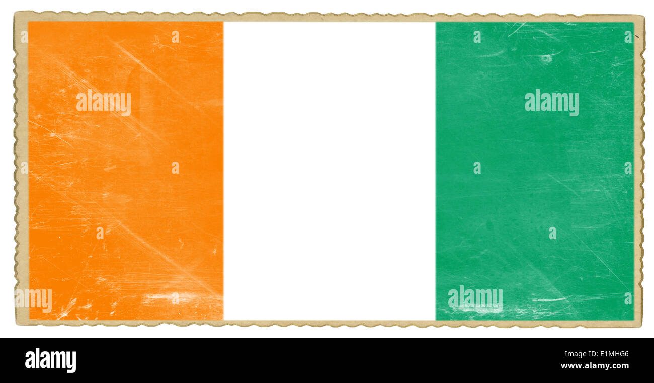 Carte postale ancienne avec le drapeau de la Côte d'Ivoire Banque D'Images