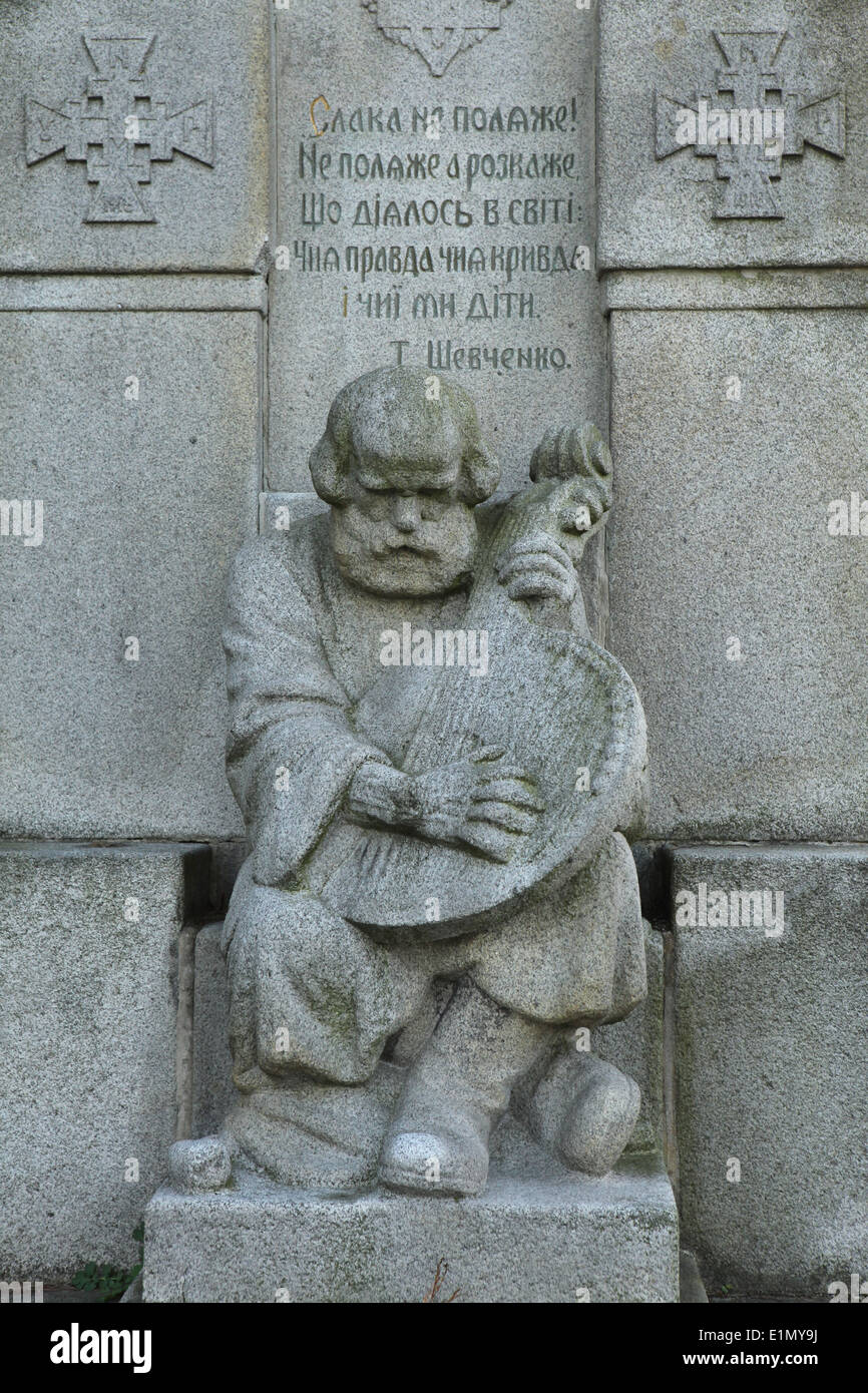 Le monument aux morts des soldats de l'armée ukrainienne de Galicie Jablonne v Podjestedi dans le Nord de la Bohème, en République tchèque. Banque D'Images