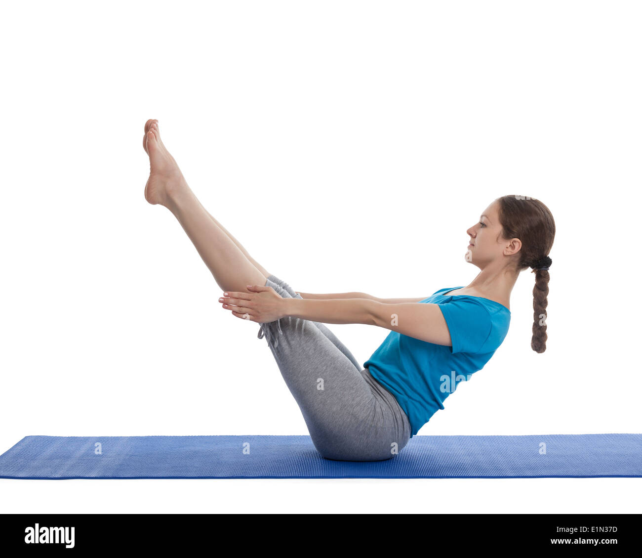 Yoga - young Beautiful woman doing yoga asana isolés d'exercice Banque D'Images