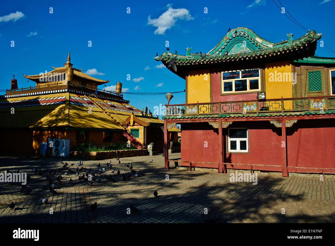 La Mongolie, Oulan Bator, Gandan monastère Gandantegchinlen Khiid () Banque D'Images