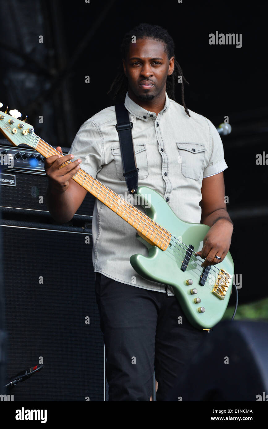 Angleterre Londres, 7 juin 2014 : Orange Sanguine préformes live au Field Day Festival dans le parc Victoria, à Londres. Credit : Voir Li/Alamy Live News Banque D'Images