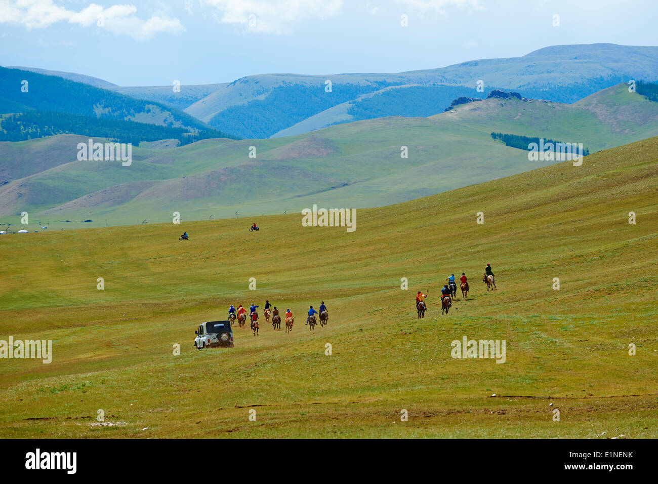 La Mongolie, province Arkhangai, Bulgan, course de chevaux Banque D'Images