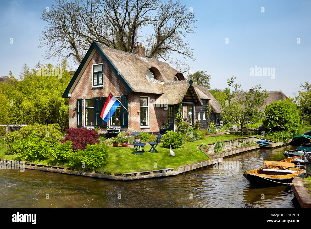 Les canaux de Giethoorn village - Holland Banque D'Images