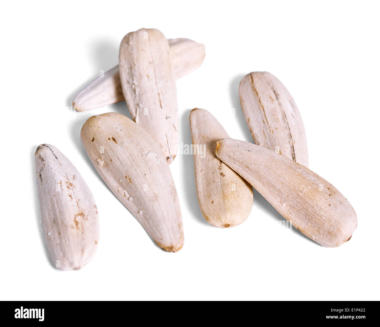 Graines de tournesol macro sur un fond blanc, isolé Banque D'Images