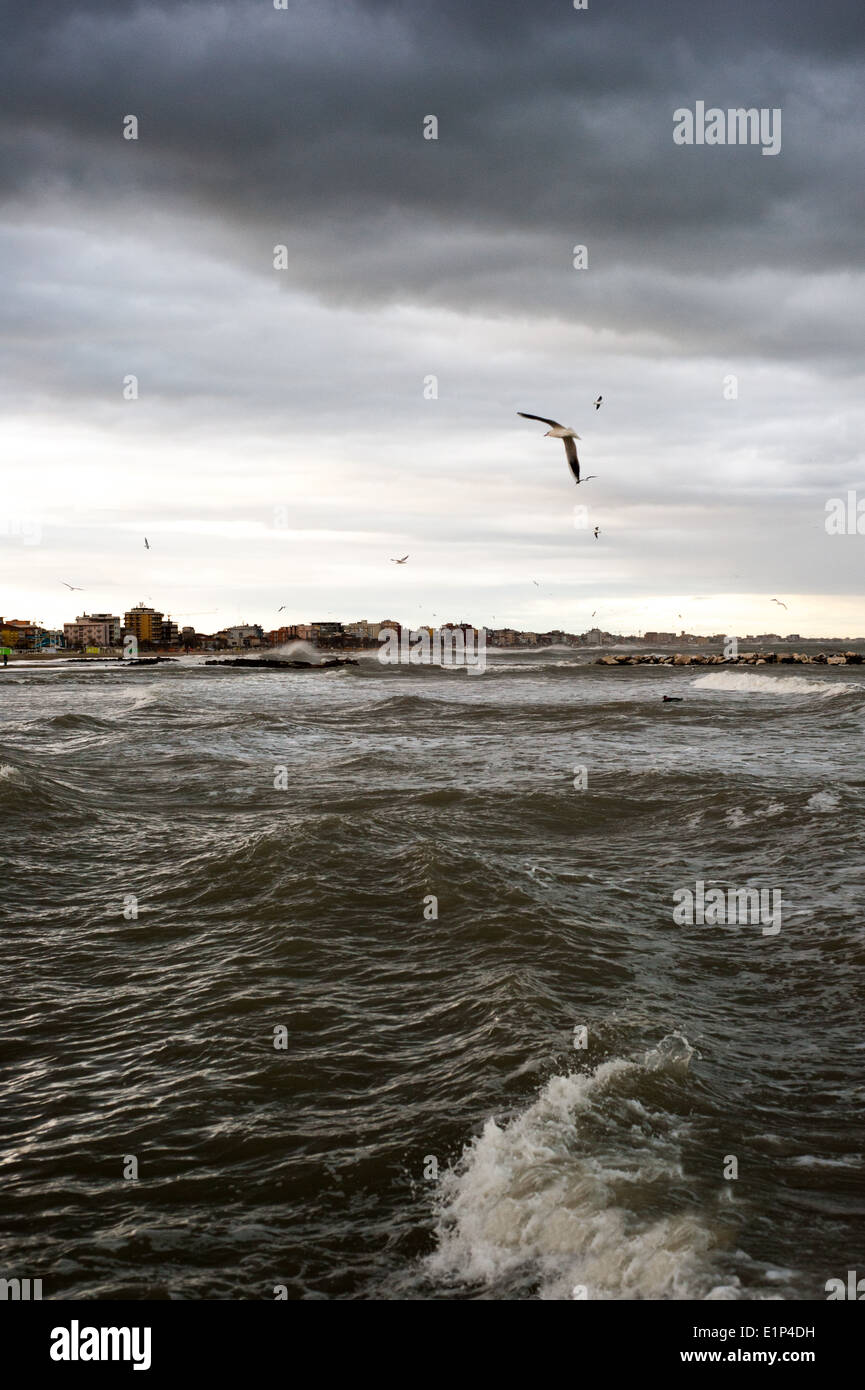 Jour de tempête à Rimini, Émilie-Romagne, Italie Banque D'Images