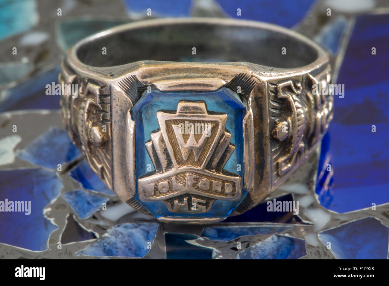 Un millésime 1933 Wolford High School class joint torique de Wolford, Dakota du Nord Banque D'Images