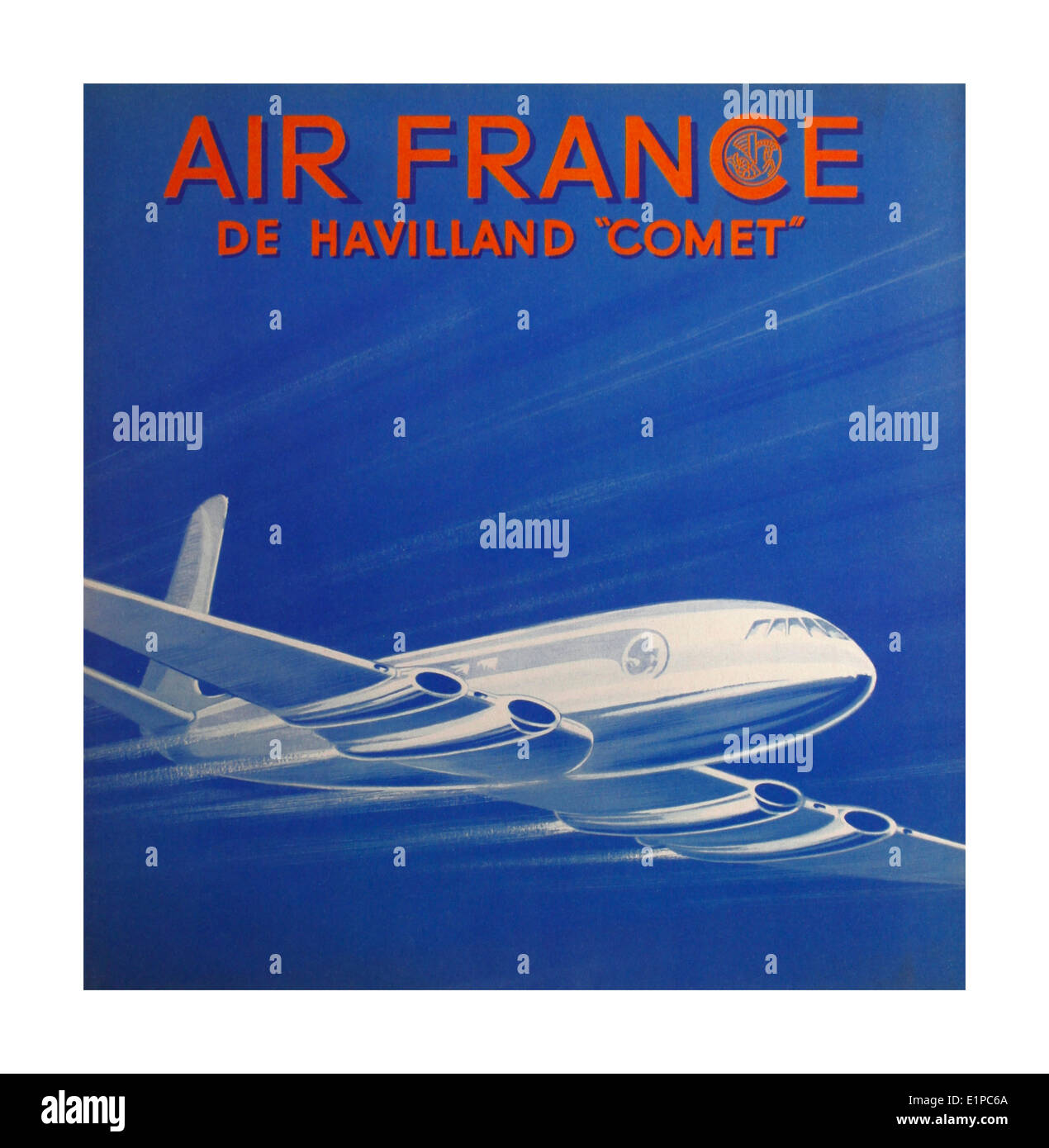 1960 poster pour Air France avec de Havilland Comet Banque D'Images