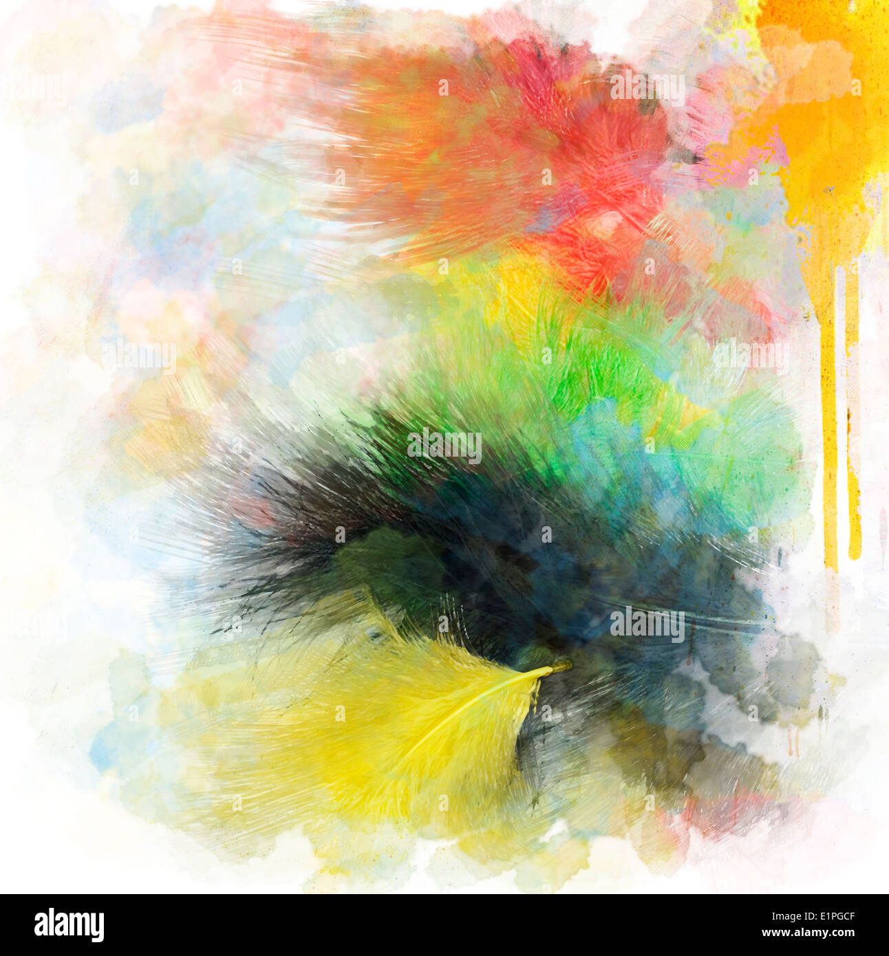 Aquarelle peinture digitale de plumes de fond Banque D'Images