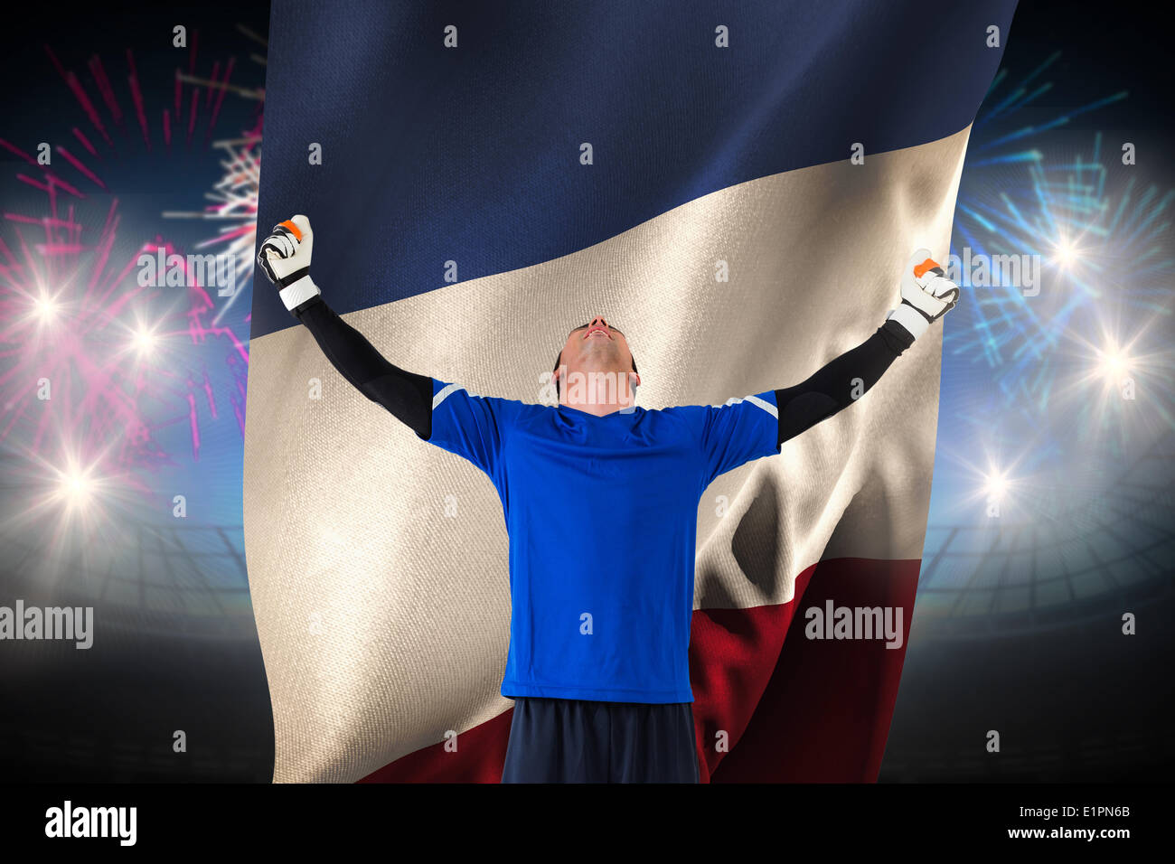 Image composite de gardien de célébrer une victoire Banque D'Images