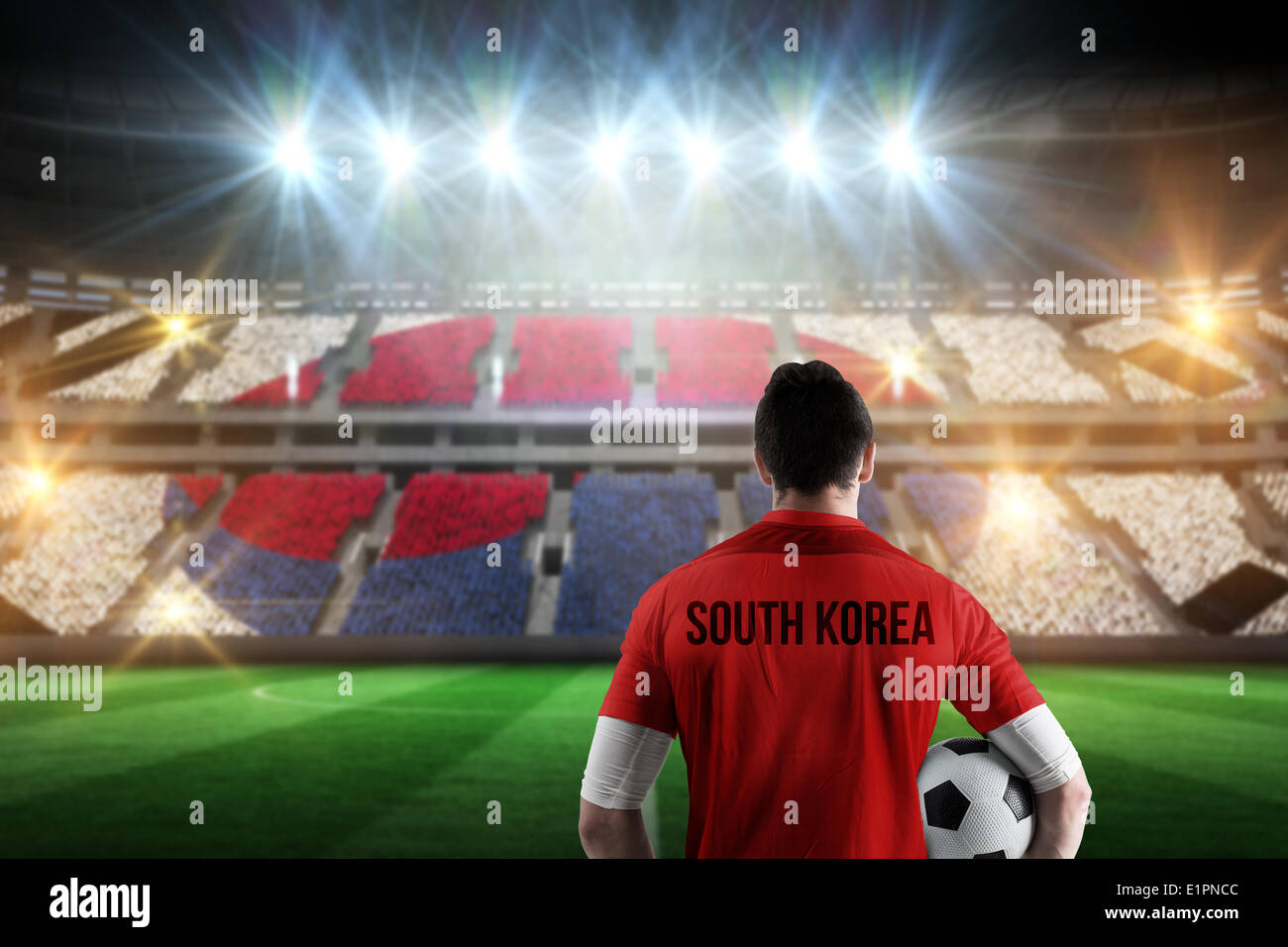 Image composite de la Corée du Sud football player holding ball Banque D'Images