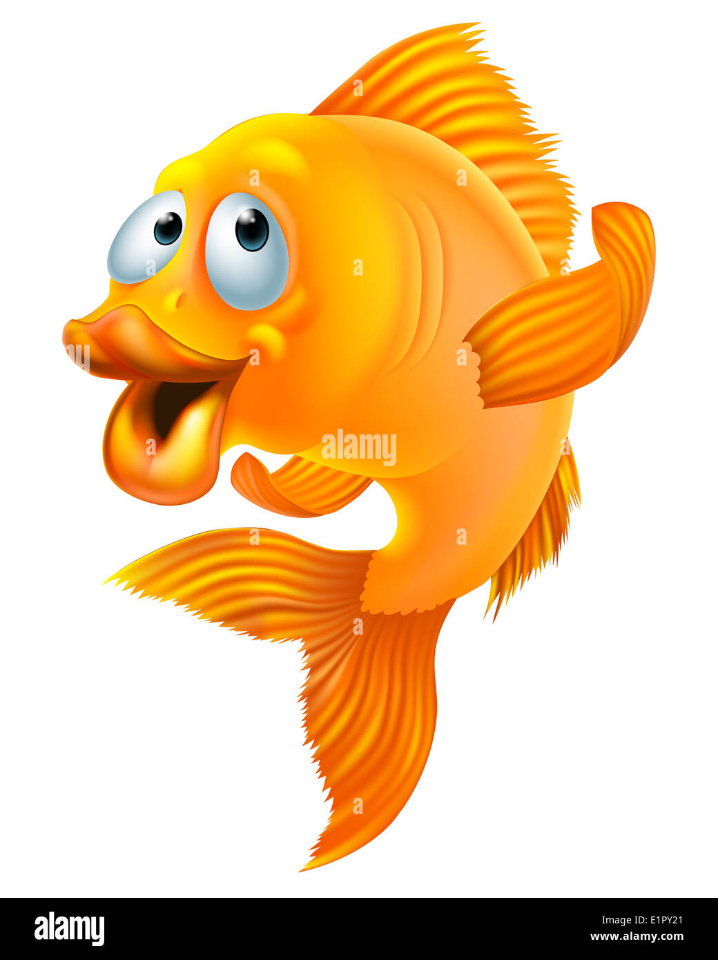 Une illustration d'un poisson rouge heureux personnage waving Banque D'Images