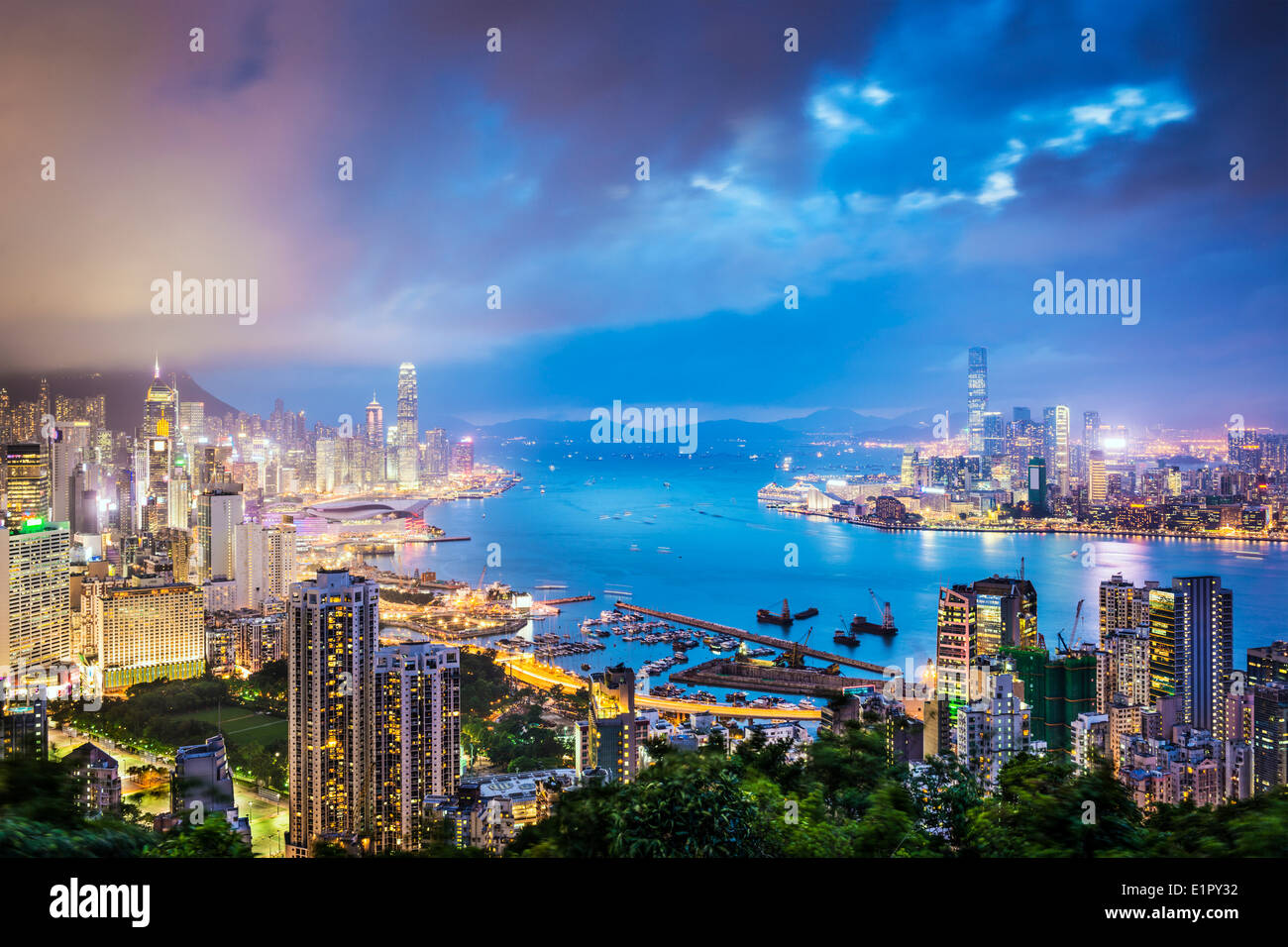 Hong Kong, Chine City Skyline Banque D'Images