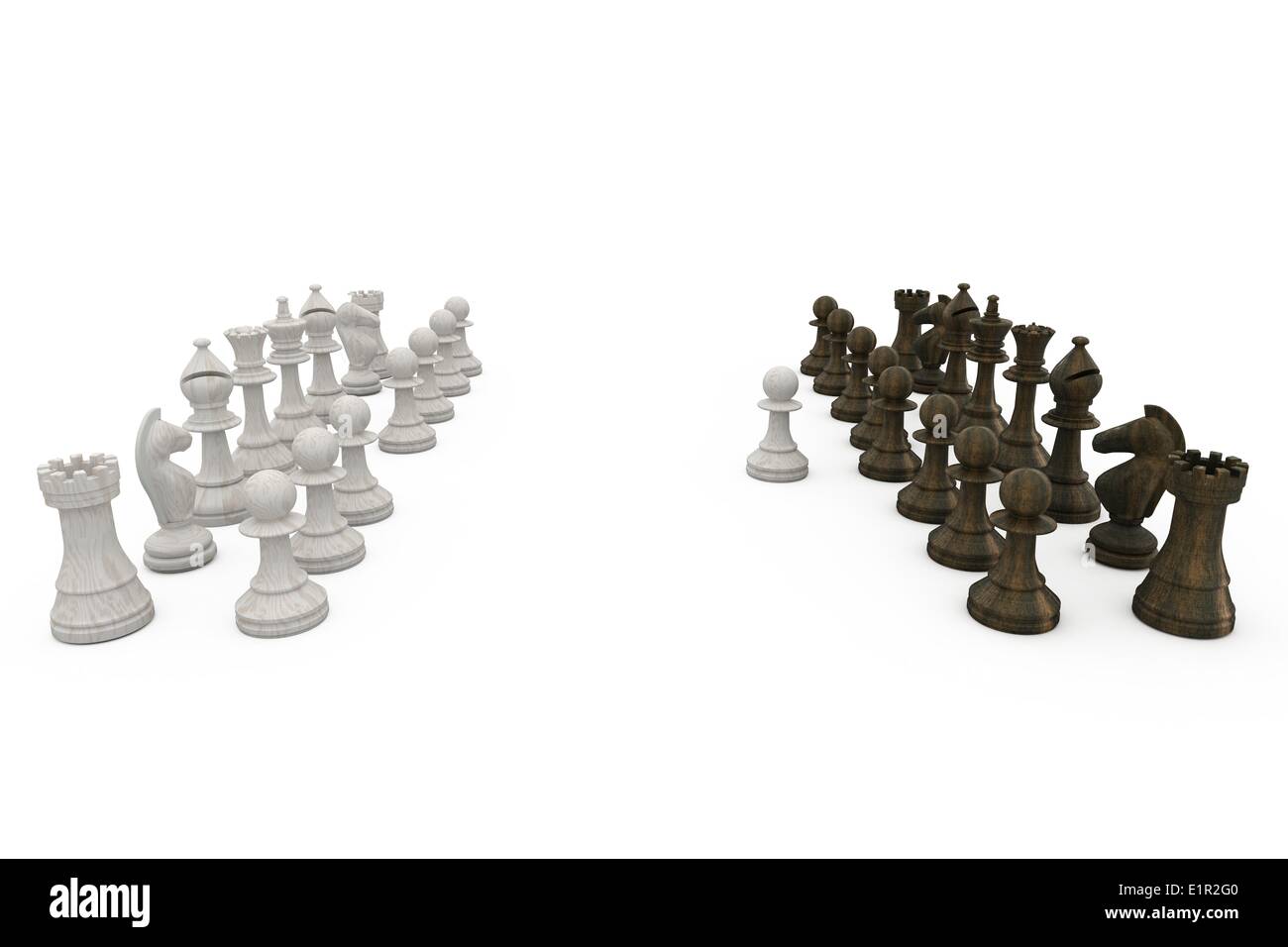 Le pion blanc faire le premier pas Banque D'Images