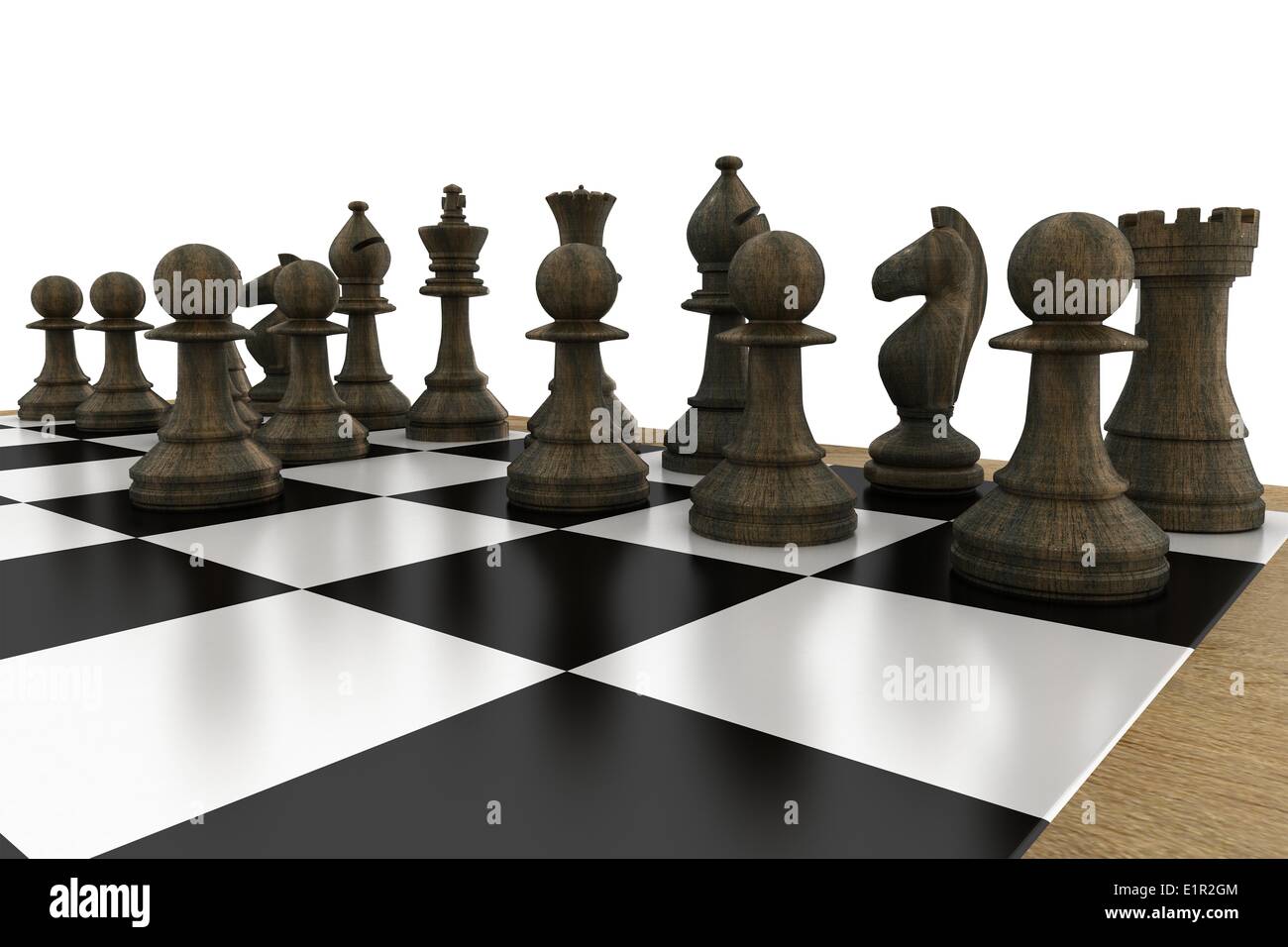 Pièces d'échecs noir à bord Banque D'Images