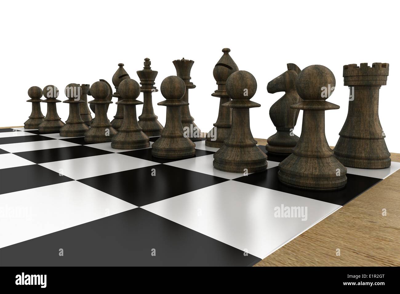 Pièces d'échecs noir à bord Banque D'Images