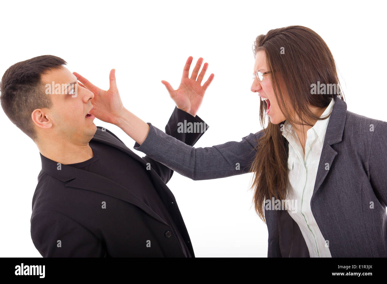 Claque au visage, un couple ayant des problèmes en relation avec la jalousie Banque D'Images Claque au visage, un couple ayant des problèmes en relation avec la jalousie Banque D'Images