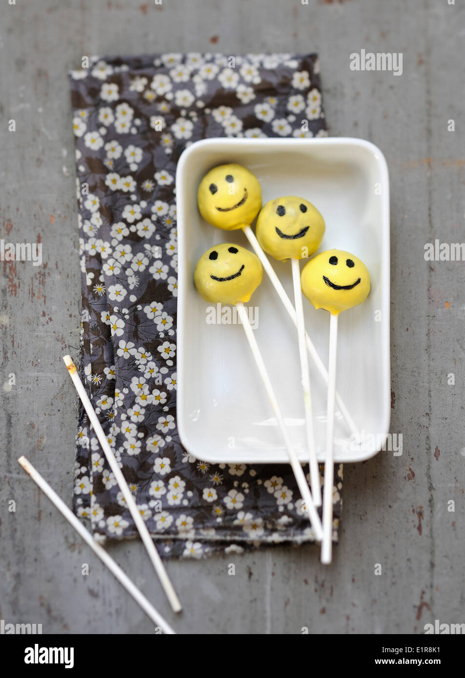 Smiley popcakes Banque D'Images