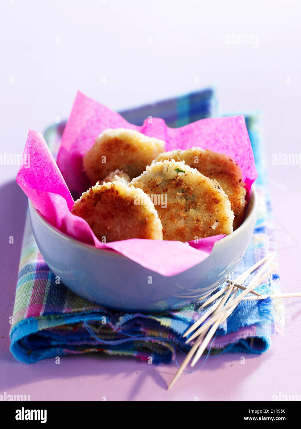 La viande de crabe de cocotier et croquettes Banque D'Images