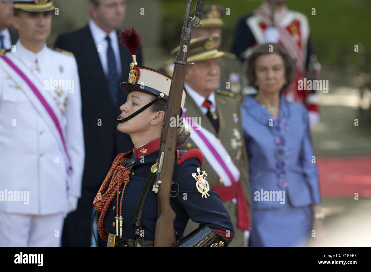 8 juin 2014 - Madrid, Espagne - roi d'Espagne Juan Carlos et la Reine Sofia lors d'assister à un hommage aux soldats tombés au cours de la journée des forces armées à Madrid le 8 juin 2014.Photo : Oscar Gonzalez/NurPhoto (crédit Image : © Oscar Gonzalez/NurPhoto/ZUMAPRESS. © ZUMA Press, Inc./Alamy Live News Banque D'Images