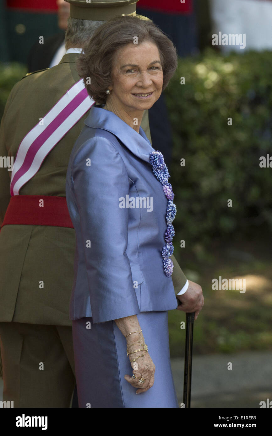 8 juin 2014 - Madrid, Espagne - roi d'Espagne Juan Carlos et la Reine Sofia lors d'assister à un hommage aux soldats tombés au cours de la journée des forces armées à Madrid le 8 juin 2014.Photo : Oscar Gonzalez/NurPhoto (crédit Image : © Oscar Gonzalez/NurPhoto/ZUMAPRESS. © ZUMA Press, Inc./Alamy Live News Banque D'Images