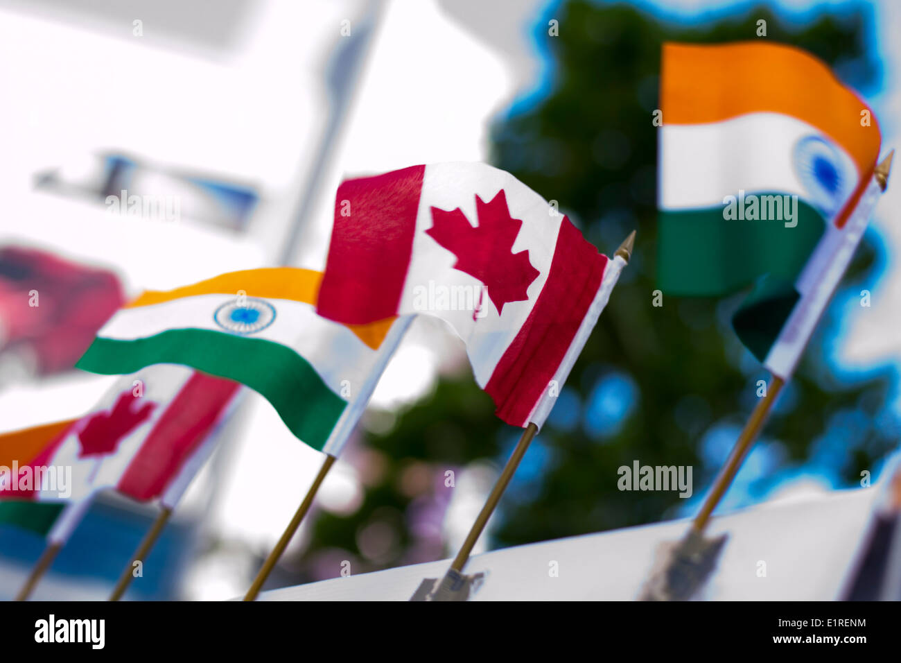 Drapeaux - l'Inde et le Canada Banque D'Images