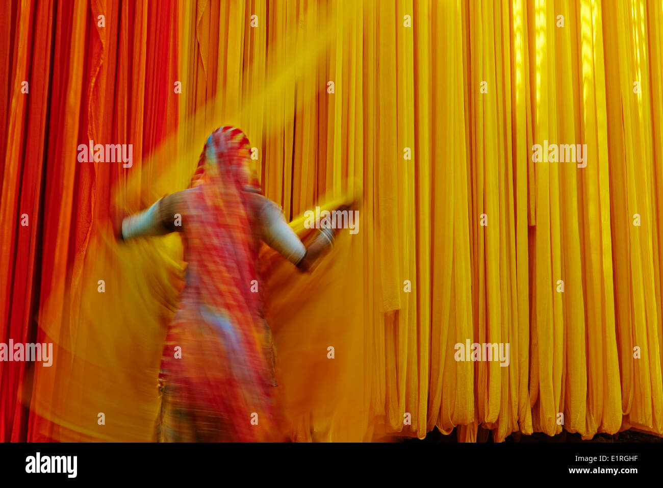 L'Inde, Rajasthan, sari garment factory Banque D'Images