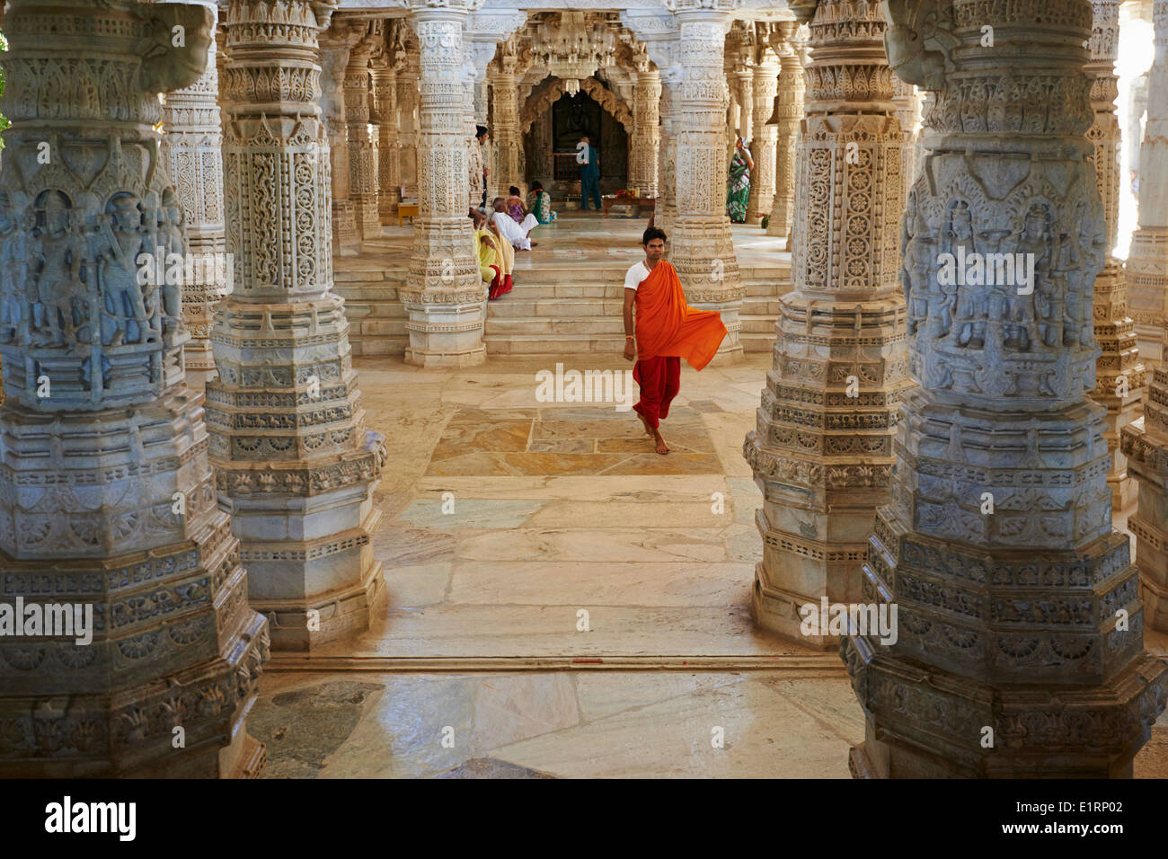 L'Inde, Rajasthan, Ranakpur Jain temple, Banque D'Images