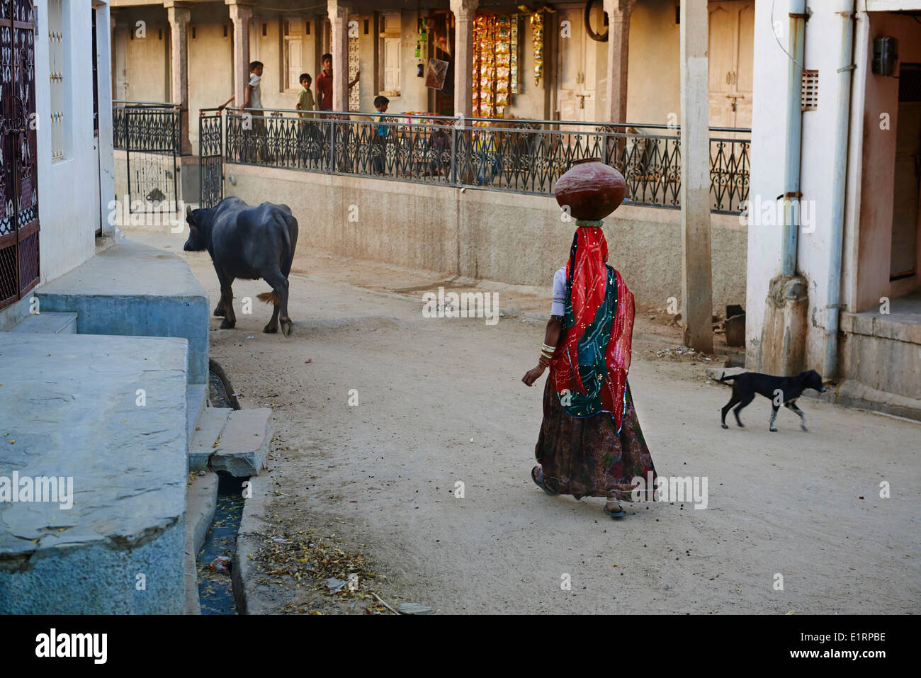 L'Inde, Rajasthan, village Nimaj autour de Jodhpur, travail de l'eau Banque D'Images