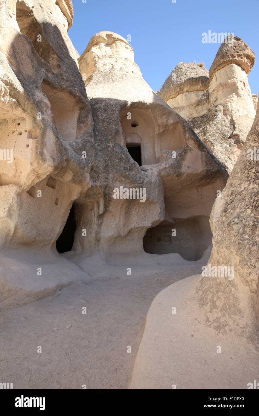Ancienne grotte maisons de Cappadoce, Turquie Banque D'Images