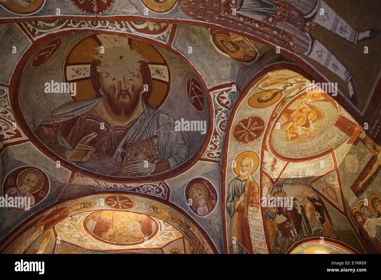 Christian ancienne fresque, dans un rock church en Cappadoce, Turquie Banque D'Images