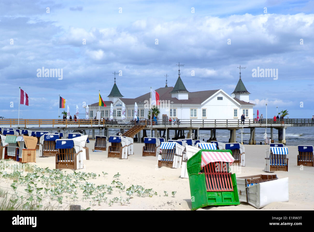 Sur la plage d'Ahlbeck Usedom, Allemagne Banque D'Images