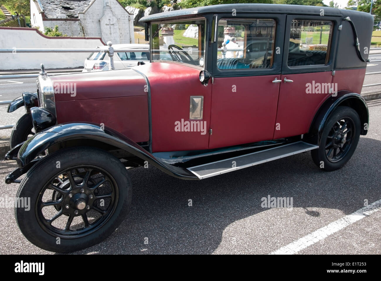 Modèle 1929 Austin 12/4 rouge & noir Classic British Motor Car Banque D'Images