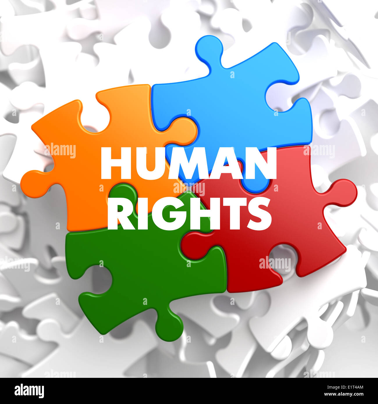Les droits de l'Homme le puzzle multicolore. Banque D'Images