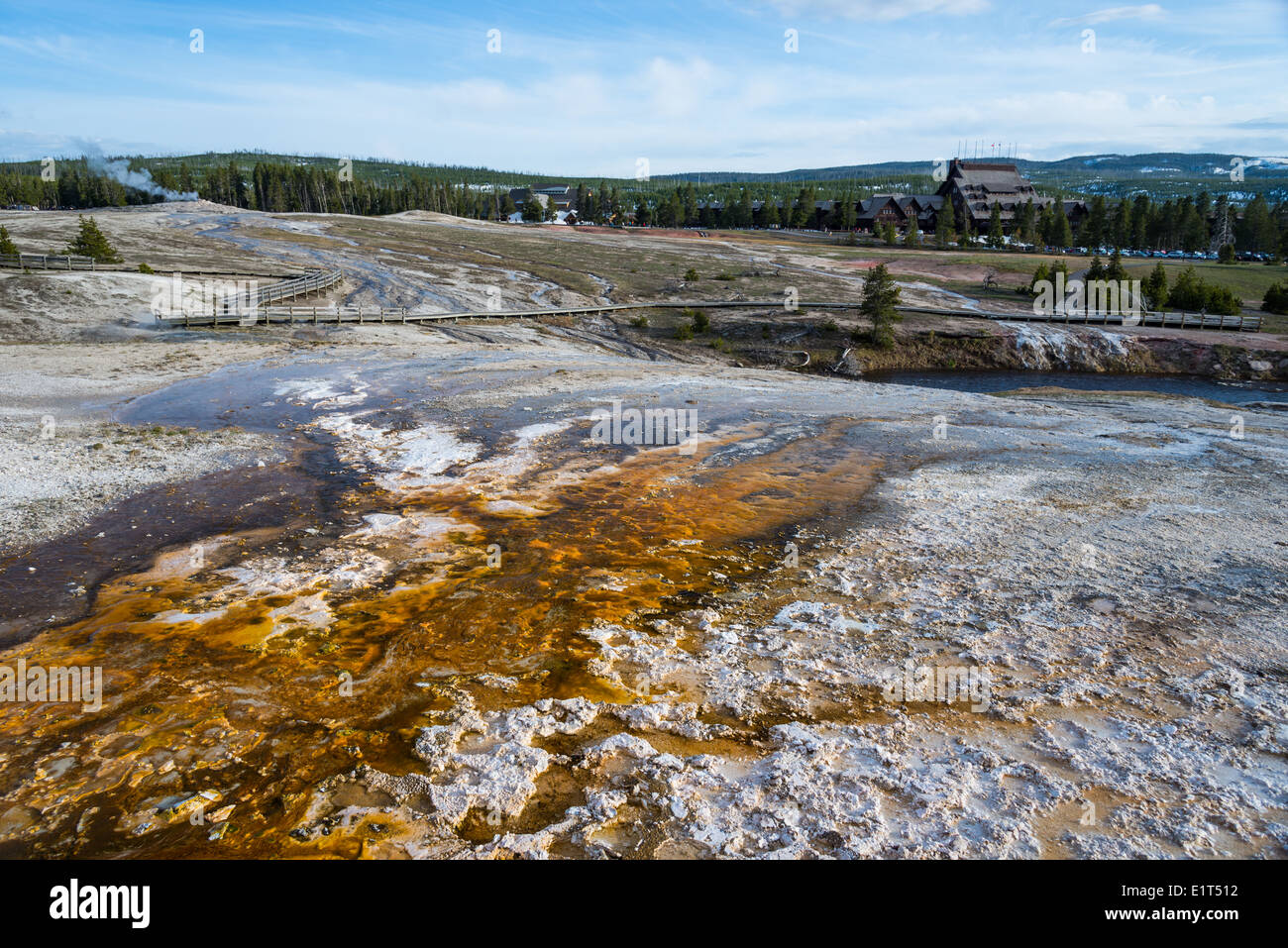 Les dépôts de minéraux colorés de hot spring. Le Parc National de Yellowstone, Wyoming, USA. Banque D'Images
