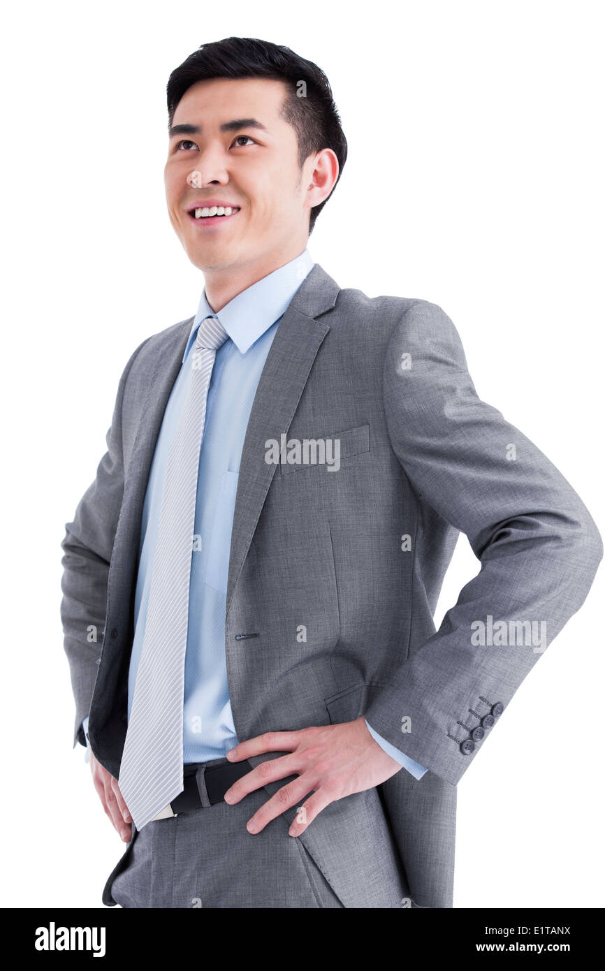 Happy businessman looking at view Banque D'Images