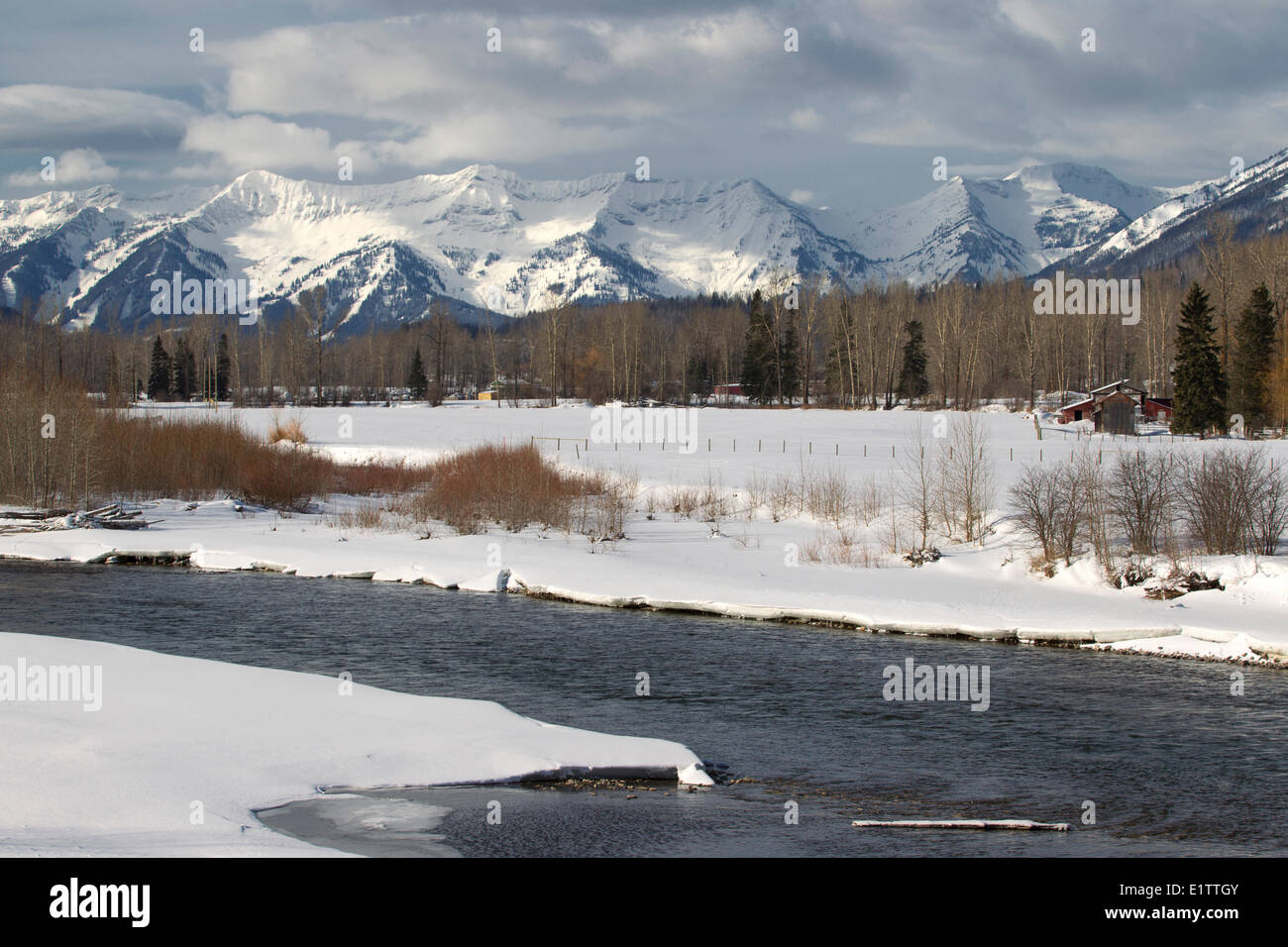 En hiver Elk River, Colombie-Britannique, Canada Banque D'Images